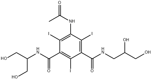 1,3-Benzenedicarboxamide, 5-(acetylamino)-N1-(2,3-dihydroxypropyl)-N3-[2-hydroxy-1-(hydroxymethyl)ethyl]-2,4,6-triiodo- Structure