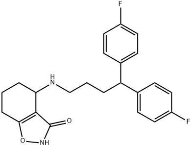 1,2-Benzisoxazol-3(2H)-one, 4-[[4,4-bis(4-fluorophenyl)butyl]amino]-4,5,6,7-tetrahydro- Struktur