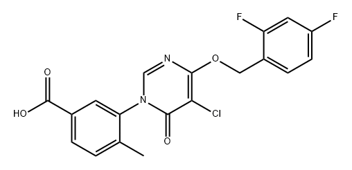 Benzoic acid, 3-[5-chloro-4-[(2,4-difluorophenyl)methoxy]-6-oxo-1(6H)-pyrimidinyl]-4-methyl- 结构式