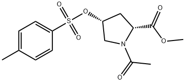D-Proline, 1-acetyl-4-[[(4-methylphenyl)sulfonyl]oxy]-, methyl ester, cis- (9CI) 化学構造式