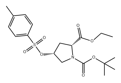 1,2-Pyrrolidinedicarboxylic acid, 4-[[(4-methylphenyl)sulfonyl]oxy]-, 1-(1,1-dimethylethyl) 2-ethyl ester, (2R,4R)- Struktur