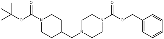 1-Piperazinecarboxylic acid, 4-[[1-[(1,1-dimethylethoxy)carbonyl]-4-piperidinyl]methyl]-, phenylmethyl ester Struktur