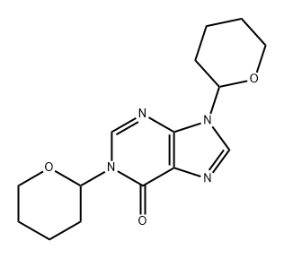 6H-Purin-6-one, 1,9-dihydro-1,9-bis(tetrahydro-2H-pyran-2-yl)- Struktur