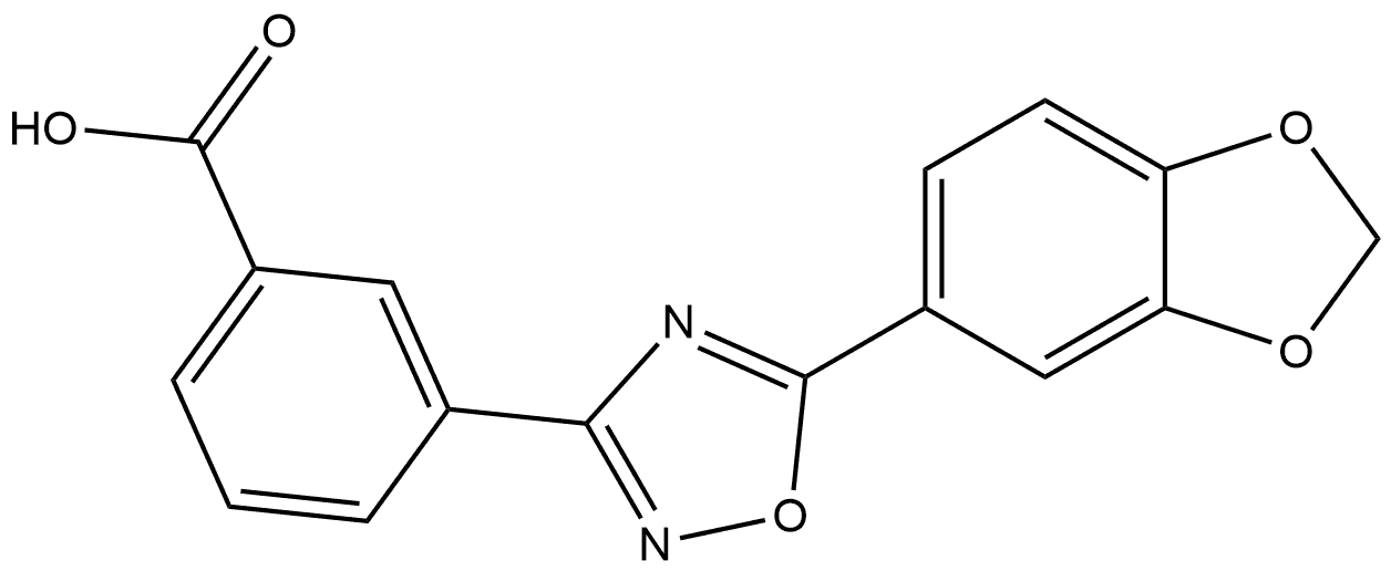 3-[5-(1,3-Benzodioxol-5-yl)-1,2,4-oxadiazol-3-yl]benzoic acid 化学構造式