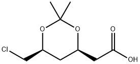 2-((4R,6S)-6-(chloromethyl)-2,2-dimethyl- 1,3-dioxan-4-yl)acetic acid 化学構造式