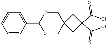 6,8-Dioxaspiro[3.5]nonane-2,2-dicarboxylic acid, 7-phenyl- 化学構造式