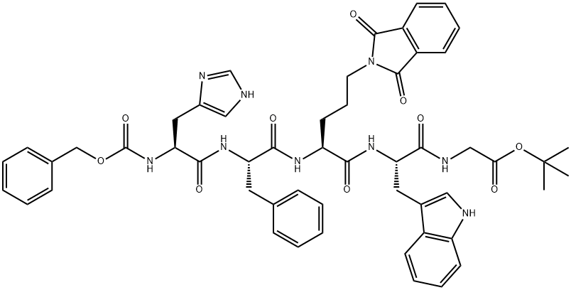 Glycine, N-[N-[5-(1,3-dihydro-1,3-dioxo-2H-isoindol-2-yl)-N-[N-[N-[(phenylmethoxy)carbonyl]-L-histidyl]-L-phenylalanyl]-L-norvalyl]-L-tryptophyl]-, 1,1-dimethylethyl ester (9CI)|新EU