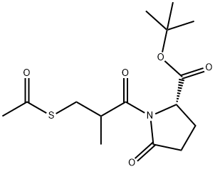 L-Proline, 1-[3-(acetylthio)-2-methyl-1-oxopropyl]-5-oxo-, 1,1-dimethylethyl ester,77999-29-2,结构式