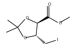 1,3-Dioxolane-4-carboxylic acid, 5-(iodomethyl)-2,2-dimethyl-, methyl ester, (4R-trans)- (9CI) Structure