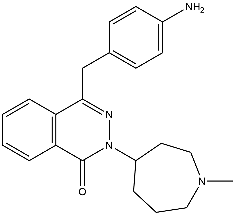 4-[(4-Aminophenyl)methyl]-2-(hexahydro-1-methyl-1H-azepin-4-yl)-1(2H)-phthalazinone 结构式