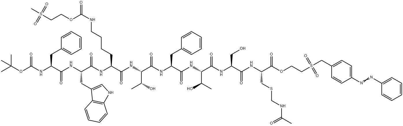 l-Cysteine, S-[(acetylamino)methyl]-N-[N-[N-[N-[N-[N2-[N-[N-[(1,1-dimethylethoxy)carbonyl]-l-phenylalanyl]-l-tryptophyl]-N6-[[2-(methylsulfonyl)ethoxy]carbonyl]-l-lysyl]-l-threonyl]-l-phenylalanyl]-l-threonyl]-l-seryl]-, 2-[[[4-(phenylazo)p 结构式