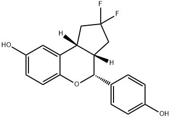Cyclopenta[c][1]benzopyran-8-ol, 2,2-difluoro-1,2,3,3a,4,9b-hexahydro-4-(4-hydroxyphenyl)-, (3aS,4R,9bR)- Struktur