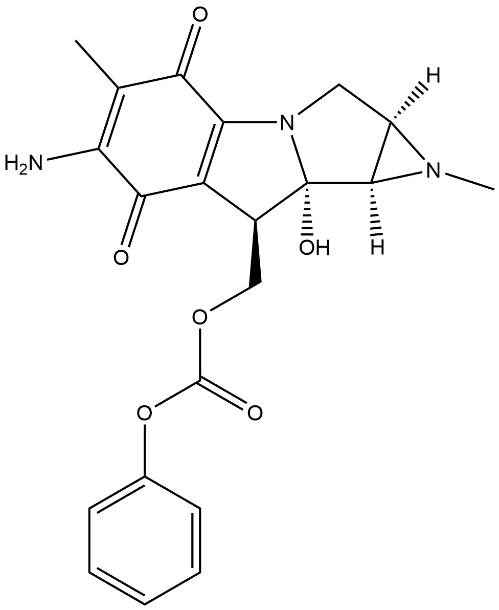 Carbonic acid, (6-amino-1,1a,2,4,7,8,8a,8b-octahydro-8a-hydroxy-1,5-dimethyl-4,7-dioxoazirino[2',3':3,4]pyrrolo[1,2-a]indol-8-yl)methyl phenyl ester, [1aS-(1aα,8β,8aα,8bα)]- (9CI) Structure