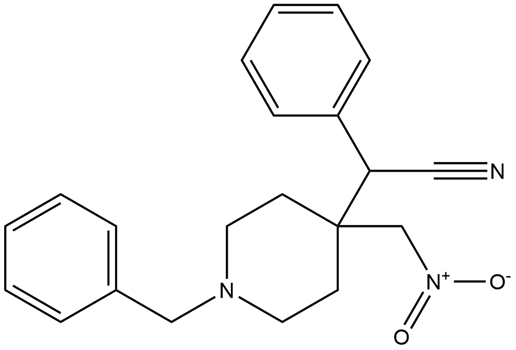 4-Piperidineacetonitrile, 4-(nitromethyl)-α-phenyl-1-(phenylmethyl)- 结构式