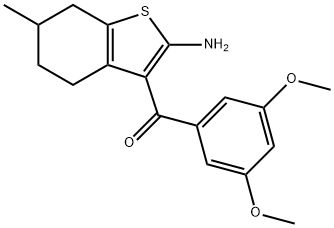 (2-氨基-6-甲基-4,5,6,7-四氢苯并[B]噻吩-3-基)(3,5-二甲氧基苯基)甲酮 结构式