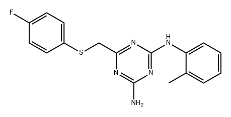 1,3,5-Triazine-2,4-diamine, 6-[[(4-fluorophenyl)thio]methyl]-N2-(2-methylphenyl)- Structure