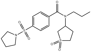 Benzamide, N-propyl-4-(1-pyrrolidinylsulfonyl)-N-(tetrahydro-1,1-dioxido-3-thienyl)- 化学構造式