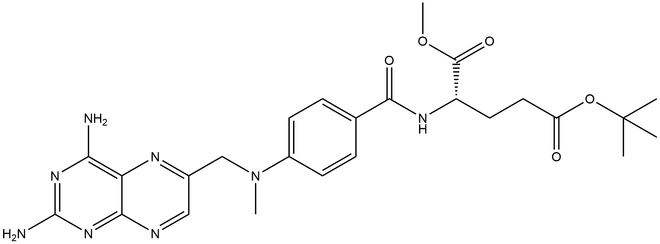 L-Glutamic acid, N-[4-[[(2,4-diamino-6-pteridinyl)methyl]methylamino]benzoyl]-, 5-(1,1-dimethylethyl) 1-methyl ester Struktur