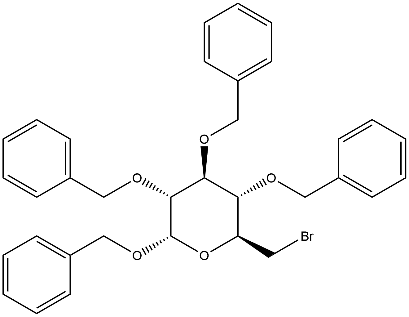 α-D-Glucopyranoside, phenylmethyl 6-bromo-6-deoxy-2,3,4-tris-O-(phenylmethyl)- Structure