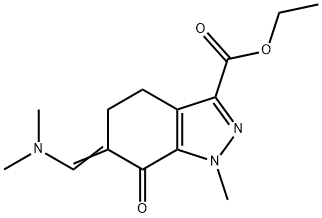 1H-Indazole-3-carboxylic acid, 6-[(dimethylamino)methylene]-4,5,6,7-tetrahydro-1-methyl-7-oxo-, ethyl ester Structure