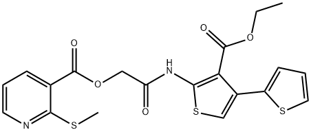 {[4'-(ethoxycarbonyl)-[2,3'-bithiophen]-5'-yl]carba moyl}methyl 2-(methylsulfanyl)pyridine-3-carboxylate Structure