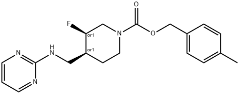 1-Piperidinecarboxylic acid, 3-fluoro-4-[(2-pyrimidinylamino)methyl]-, (4-methylphenyl)methyl ester, (3R,4S)-rel-|