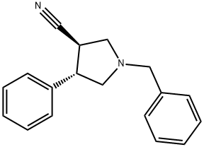 3-Pyrrolidinecarbonitrile, 4-phenyl-1-(phenylmethyl)-, trans- (9CI) 化学構造式