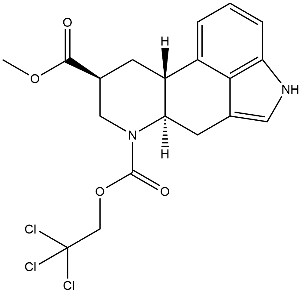 Ergoline-6,8-dicarboxylic acid, 8-methyl 6-(2,2,2-trichloroethyl) ester, (8β)- Struktur