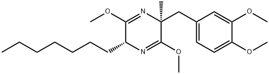 Pyrazine, 2-[(3,4-dimethoxyphenyl)methyl]-5-heptyl-2,5-dihydro-3,6-dimethoxy-2-methyl-, (2S-trans)- (9CI)