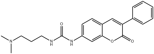 N-(.gamma.,.gamma.-Dimethylaminopropyl)-N'-(3-phenylcumarinyl-(7))-urea Structure