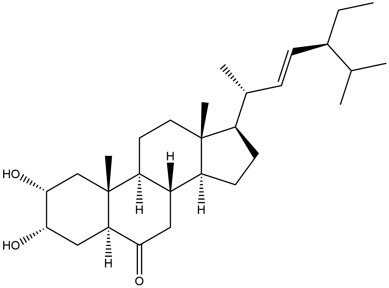 Stigmast-22-en-6-one, 2,3-dihydroxy-, (2α,3α,5α,22E)- Structure