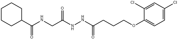 N-(2-{2-[4-(2,4-dichlorophenoxy)butanoyl]hydrazino}-2-oxoethyl)cyclohexanecarboxamide (non-preferred name) Structure