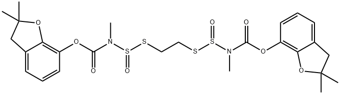3,4,7,8-Tetrathia-2,9-diazadecanedioic acid, 2,9-dimethyl-, bis(2,3-dihydro-2,2-dimethyl-7-benzofuranyl) ester, 3,8-dioxide (9CI) Structure