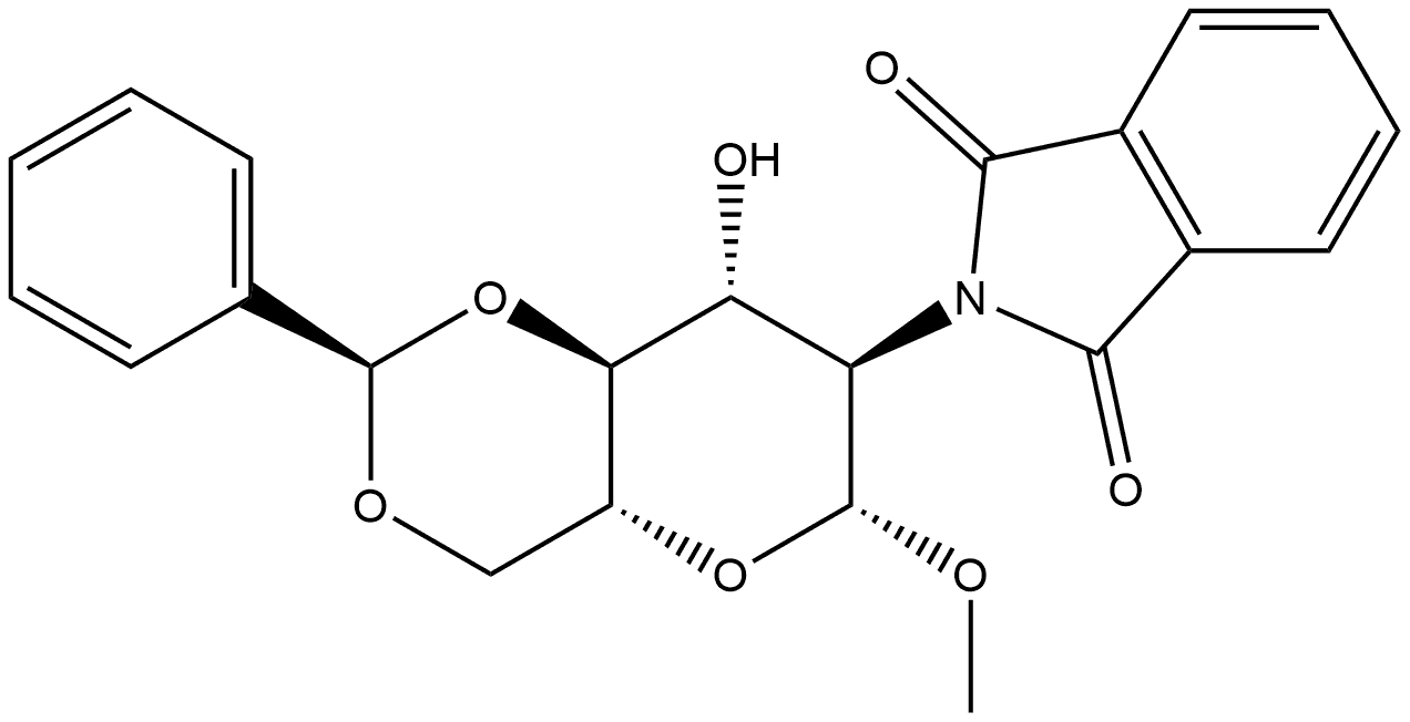 β-D-Glucopyranoside, methyl 2-deoxy-2-(1,3-dihydro-1,3-dioxo-2H-isoindol-2-yl)-4,6-O-[(R)-phenylmethylene]- Struktur