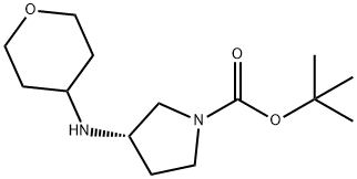 1-Pyrrolidinecarboxylic acid, 3-[(tetrahydro-2H-pyran-4-yl)amino]-, 1,1-dimethylethyl ester, (3S)- 结构式