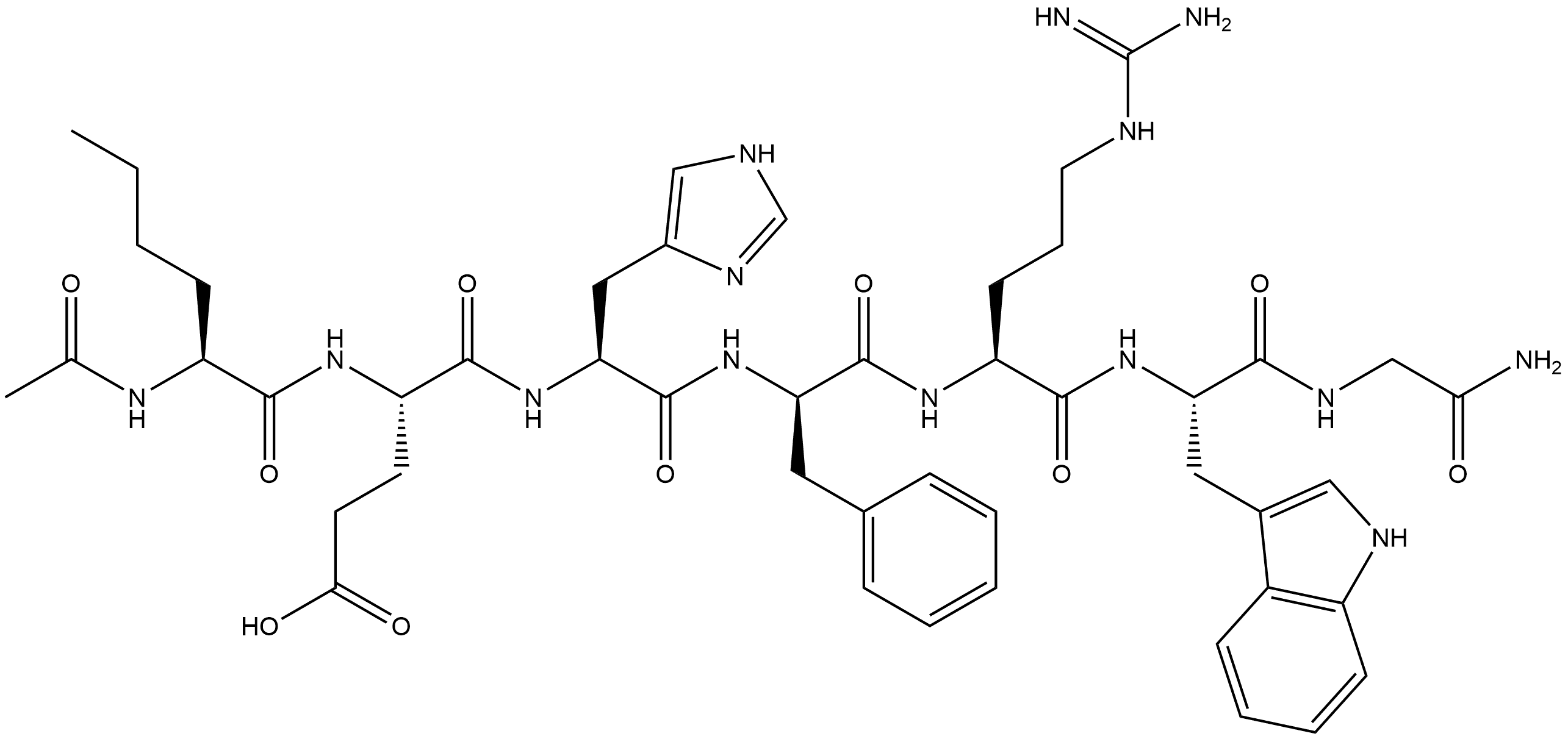 Glycinamide, N-acetyl-L-norleucyl-L-α-glutamyl-L-histidyl-D-phenylalanyl-L-arginyl-L-tryptophyl- Structure