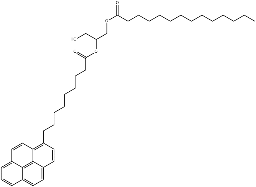 1-Pyrenenonanoic acid, 1-(hydroxymethyl)-2-[(1-oxotetradecyl)oxy]ethyl ester Structure