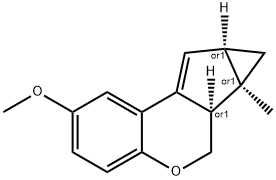 6H-?Benzo[b]?cyclopropa[3,?4]?cyclopenta[1,?2-?d]?pyran, 6a,?6b,?7,?7a-?tetrahydro-?2-?methoxy-?6b-?methyl-?, (6aR,?6bR,?7aR)?-?rel- Structure
