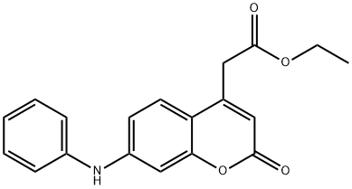 2H-1-Benzopyran-4-acetic acid, 2-oxo-7-(phenylamino)-, ethyl ester 化学構造式