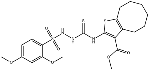 methyl 2-(2-((2,4-dimethoxyphenyl)sulfonyl)hydrazinecarbothioamido)-4,5,6,7,8,9-hexahydrocycloocta[b]thiophene-3-carboxylate,824420-81-7,结构式