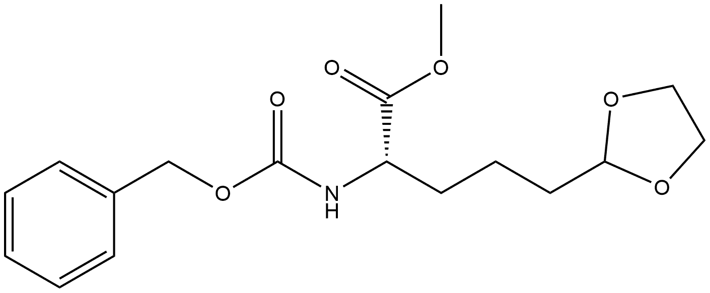 1,3-Dioxolane-2-pentanoic acid, α-[[(phenylmethoxy)carbonyl]amino]-, methyl ester, (αS)- Struktur