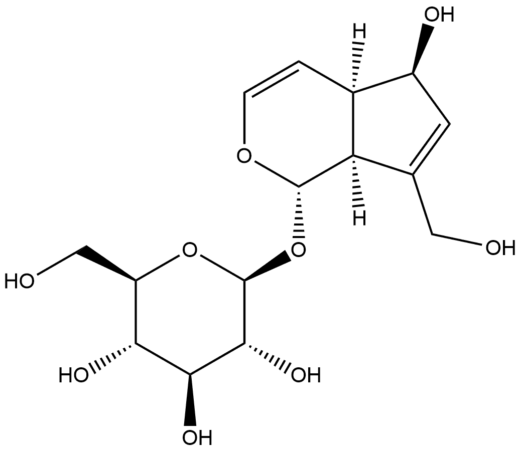 β-D-Glucopyranoside, (1S,4aR,5R,7aS)-1,4a,5,7a-tetrahydro-5-hydroxy-7-(hydroxymethyl)cyclopenta[c]pyran-1-yl Structure