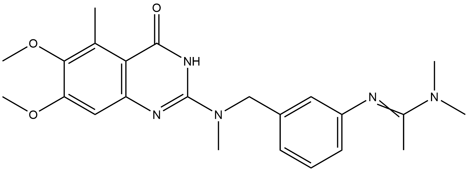 N''-(3-(((6,7-Dimethoxy-5-methyl-4-oxo-1,4-dihydroquinazolin-2-yl)(methyl)amino)methyl)phenyl)-N,N-dimethylacetimidamide 结构式