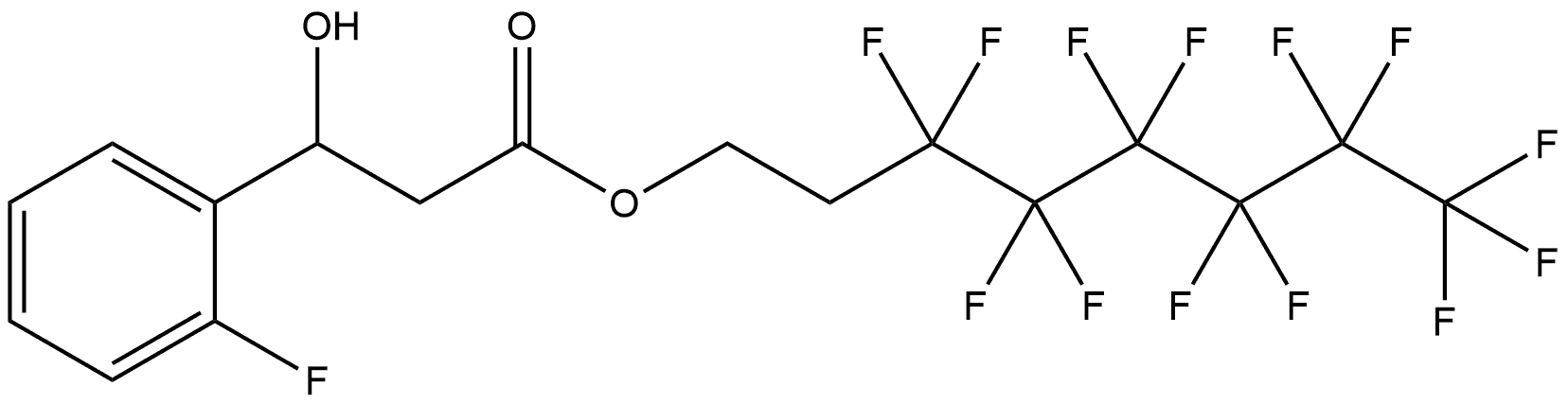 Benzenepropanoic acid, 2-fluoro-β-hydroxy-, 3,3,4,4,5,5,6,6,7,7,8,8,8-tridecafluorooctyl ester 化学構造式