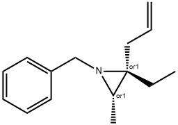 Aziridine, 2-?ethyl-?3-?methyl-?1-?(phenylmethyl)?-?2-?(2-?propen-?1-?yl)?-?, (2R,?3S)?-?rel- 化学構造式