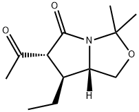 3H,?5H-?Pyrrolo[1,?2-?c]?oxazol-?5-?one, 6-?acetyl-?7-?ethyltetrahydro-?3,?3-?dimethyl-?, (6R,?7S,?7aS)?- 结构式