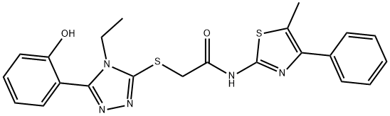 2-{[4-Ethyl-5-(2-hydroxyphenyl)-4H-1,2,4-triazol-3-yl]sulfanyl}-N-(5-methyl-4-phenyl-1,3-thiazol-2-yl)acetamide,831243-48-2,结构式