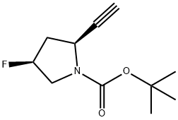 (2S,4S)--2-乙炔基-4-氟吡咯烷-1-羧酸叔丁酯 结构式