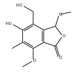 1(3H)-Isobenzofuranone, 5-hydroxy-4-(hydroxymethyl)-3,7-dimethoxy-6-methyl- Structure