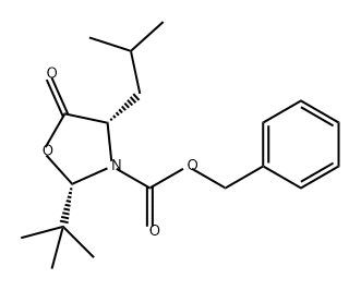 3-Oxazolidinecarboxylic acid, 2-(1,1-dimethylethyl)-4-(2-methylpropyl)-5-oxo-, phenylmethyl ester, (2S,4S)- Structure